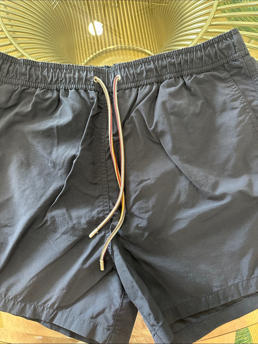 Paul Smith Navy Swim Trunks with Multicolor Drawstring
